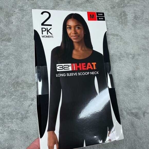 32 Degrees Heat Womens 2 Pack Black Long Sleeve Tops Size M a1535 - Picture 1 of 6